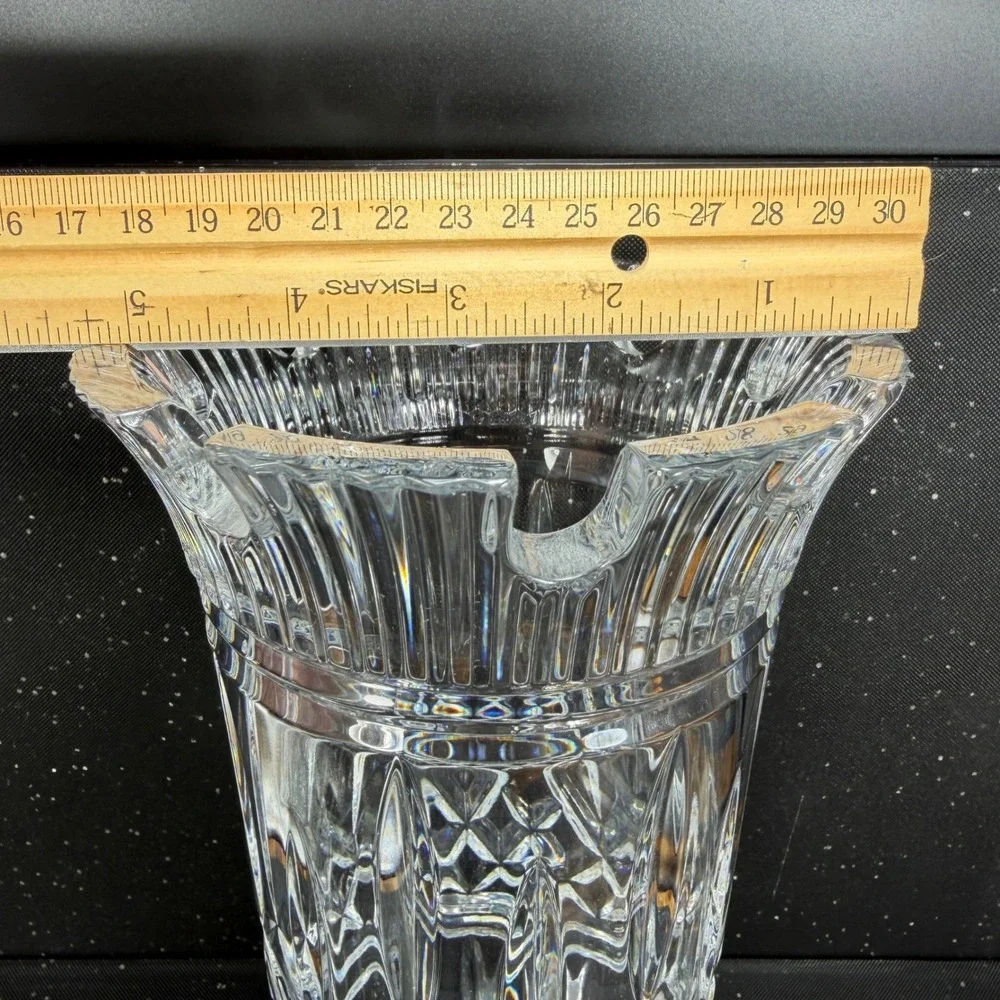 Waterford Crystal Romance of Ireland Vase 11 Inch Scalloped Rim Footed Clear VTG